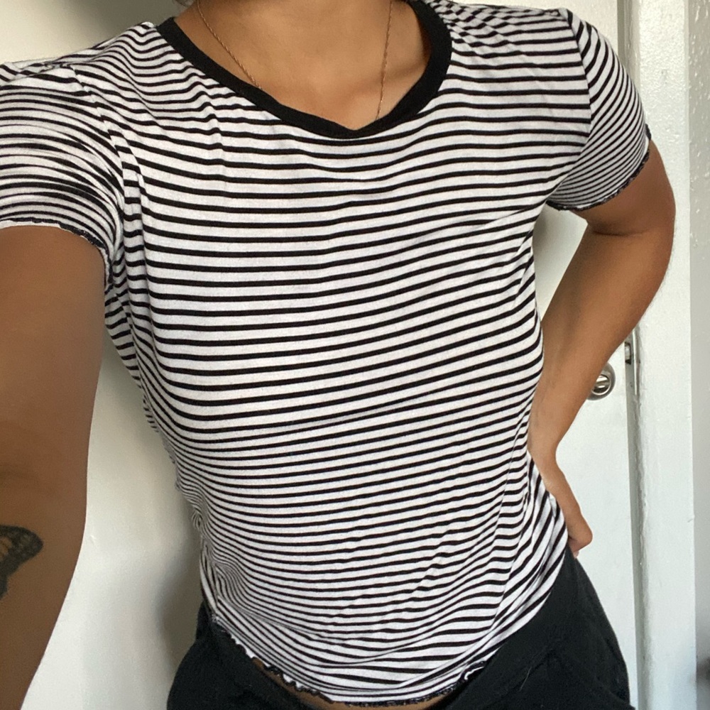 Black and white striped tee